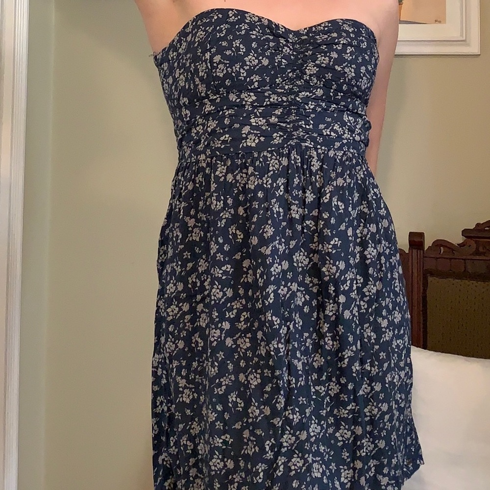 Blue floral O’Neill strapless mini dress